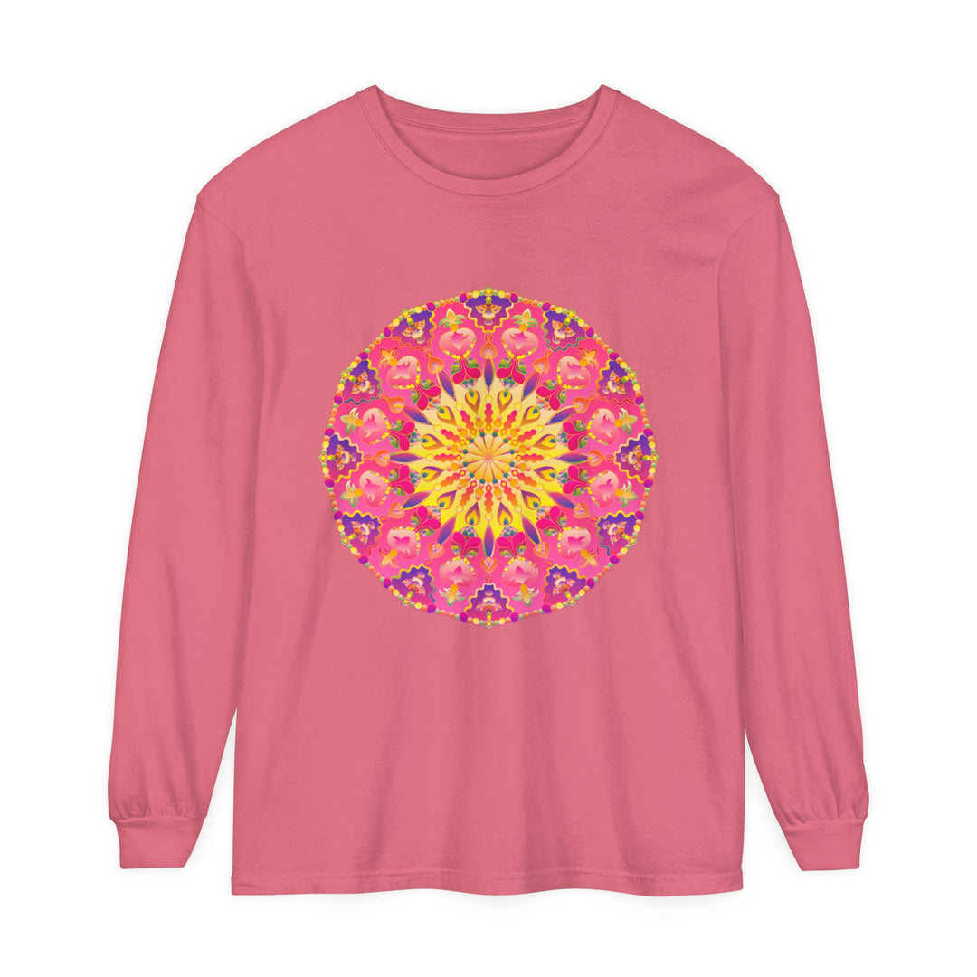 Colorful and intricate mandala design long sleeve unisex t-shirt for all genders