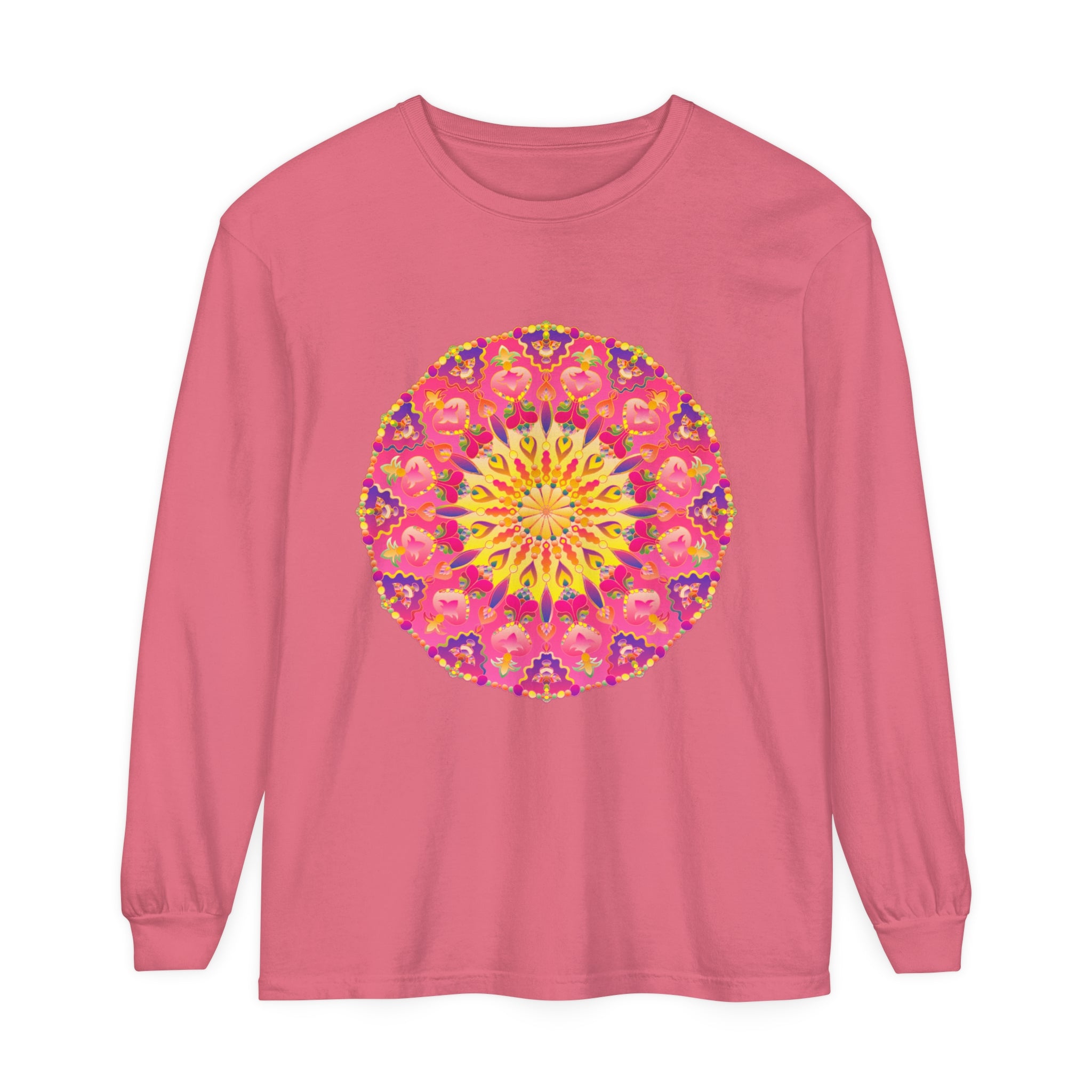 Colorful and intricate mandala design long sleeve unisex t-shirt for all genders