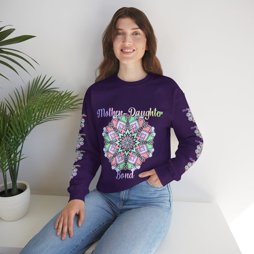 Felpa Girocollo Legame Madre-Figlia — Regalo di Famiglia Mandala Floreale