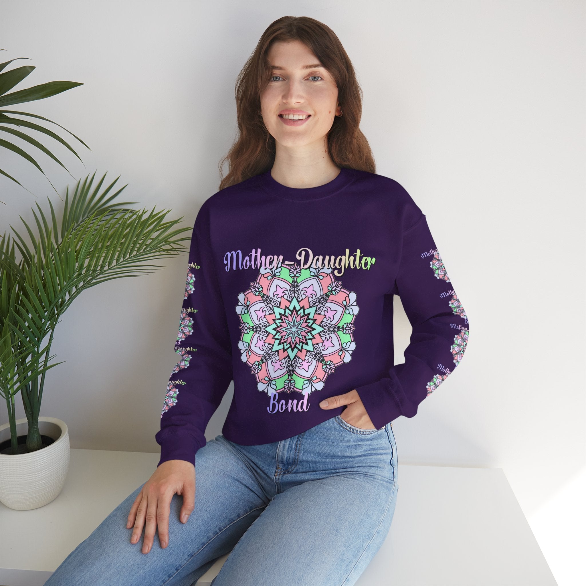 Mother-Daughter Bond Crewneck Sweatshirt — Floral Mandala Family Gift