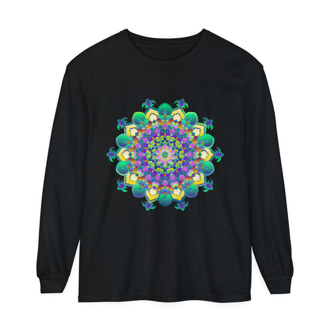 Intricate Mandala Long Sleeve T-Shirt featuring detailed mandala design in vibrant colors