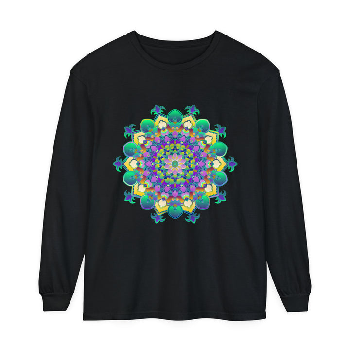 Intricate Mandala Long Sleeve T-Shirt featuring detailed mandala design in vibrant colors