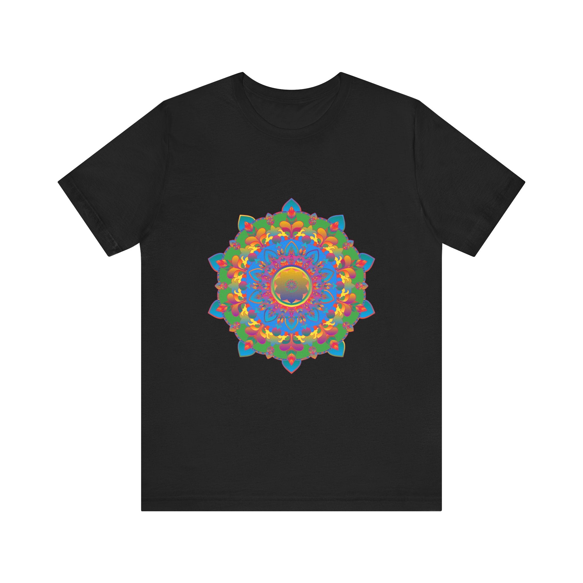 Colorful Mandala T-Shirt featuring a vibrant and intricate design inspired by traditional Indian art and culture