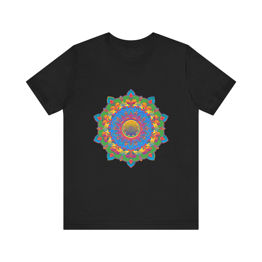 Colorful Mandala T-Shirt featuring a vibrant and intricate design inspired by traditional Indian art and culture