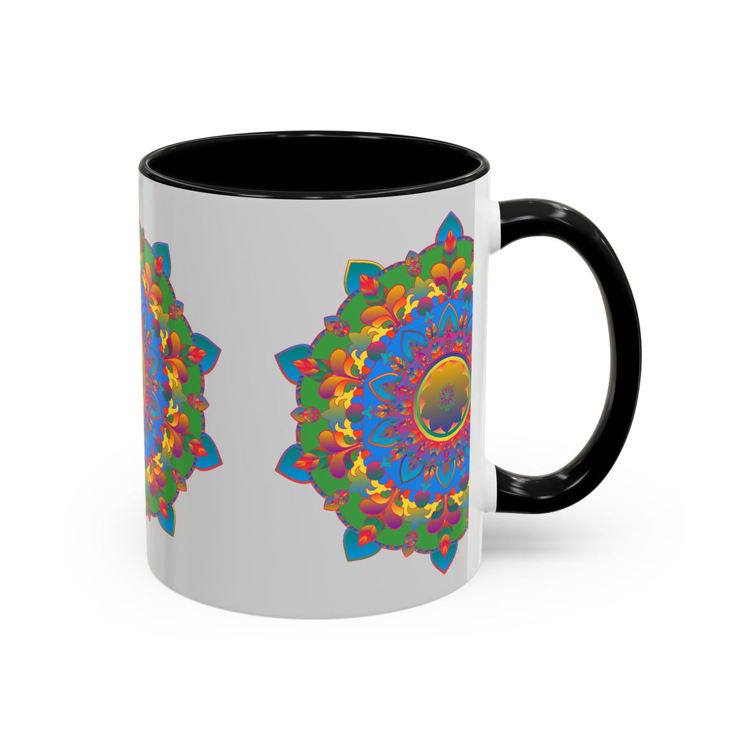 Mug featuring a colorful and intricate mandala flower design