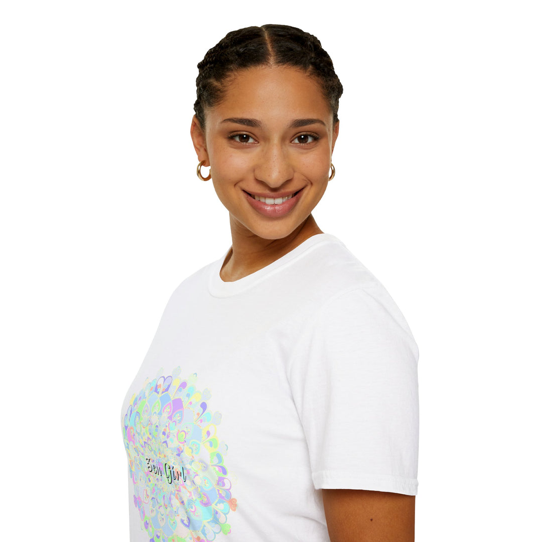 Colorful mandala t-shirt with a unique and intricate design, perfect for adding a pop of style to any outfit