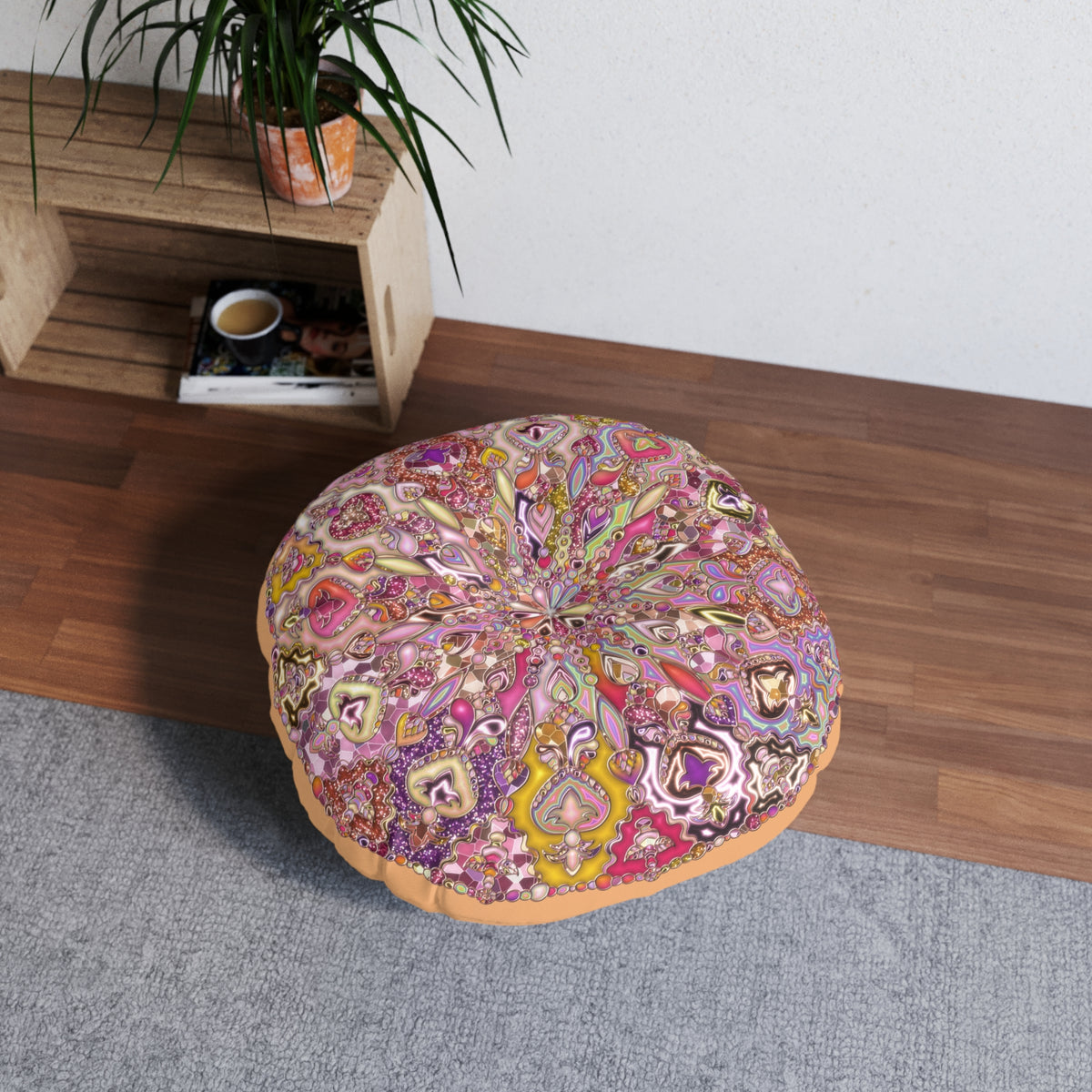 Boho Floral Mandala Tufted Floor Pillow
