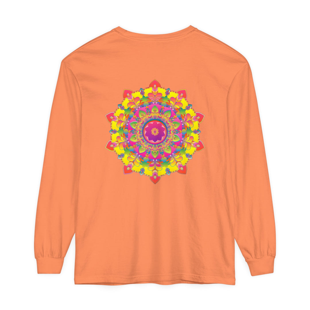 Colorful and intricate mandala design long sleeve t-shirt for a vibrant look