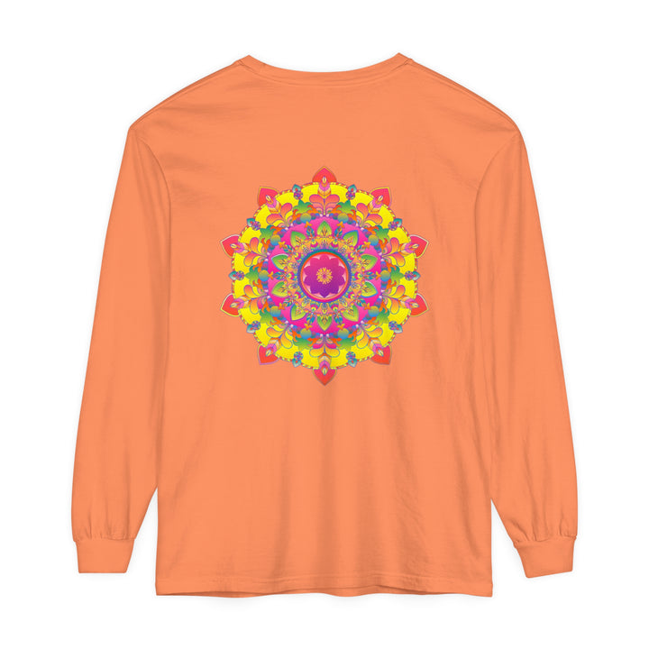 Colorful and intricate mandala design long sleeve t-shirt for a vibrant look