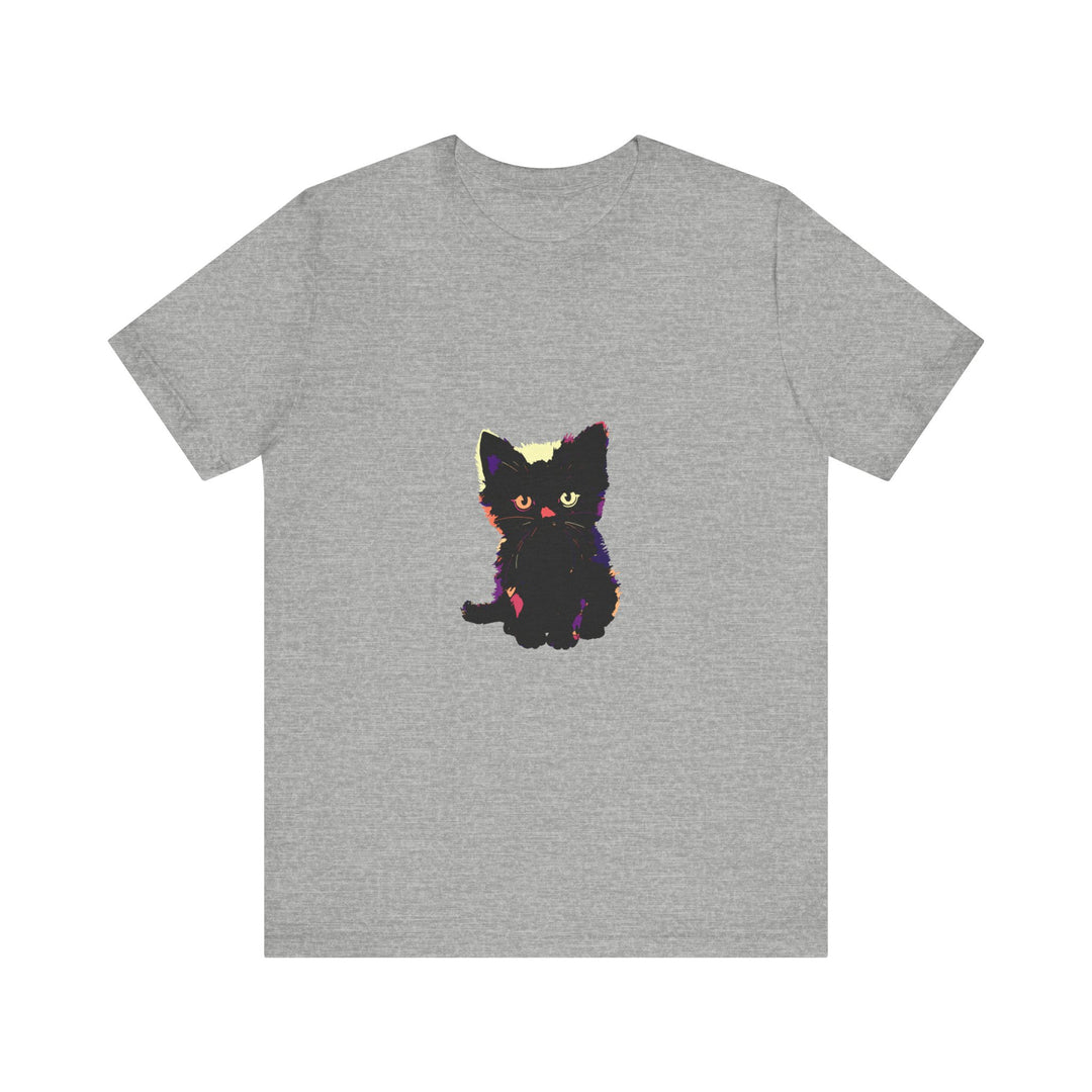 Black Cat Mystery T-Shirt - a cute and stylish graphic tee featuring a mysterious black cat design, perfect for cat lovers and fashion enthusiasts alike