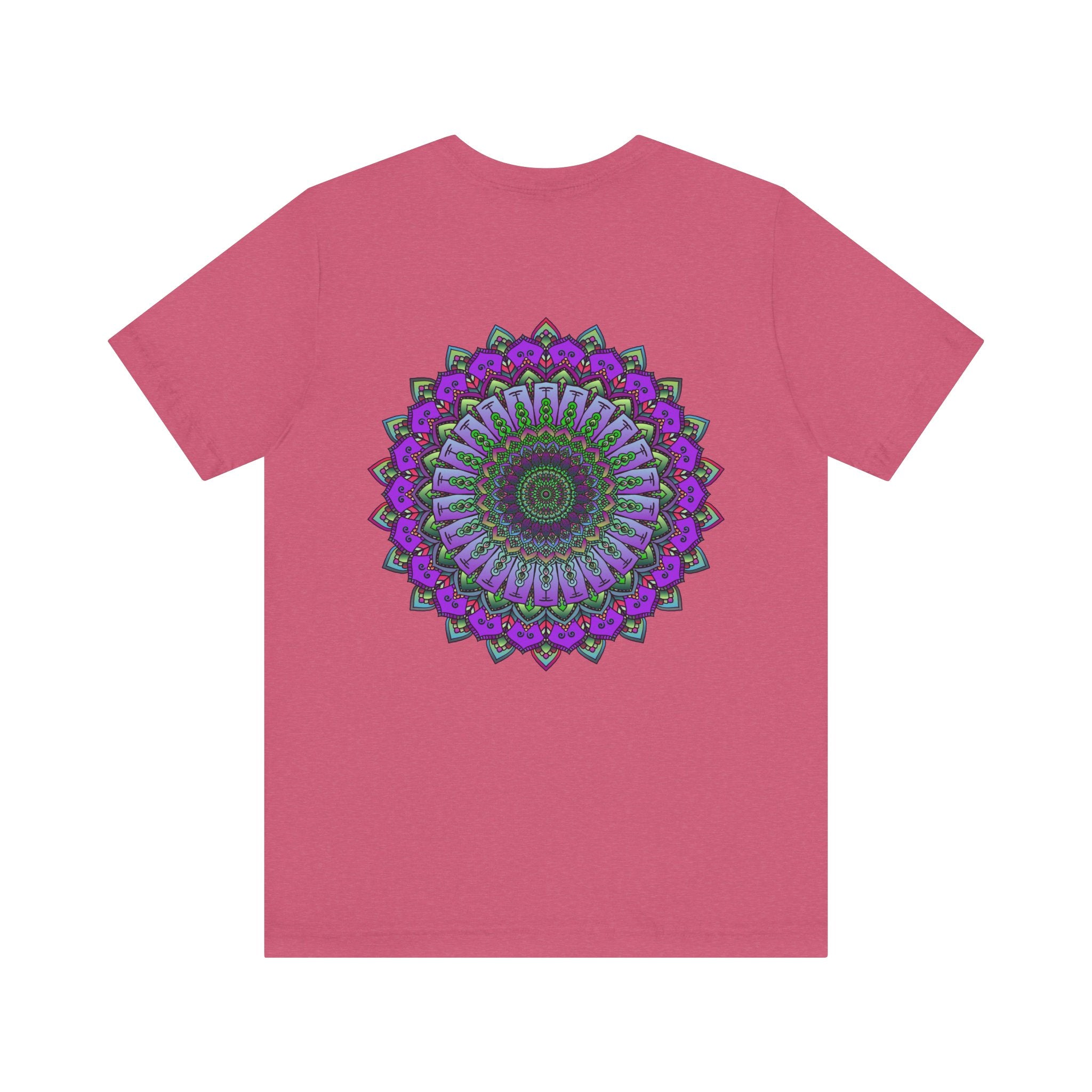 Colorful mandala tee shirt featuring intricate design for spiritual peace and harmony