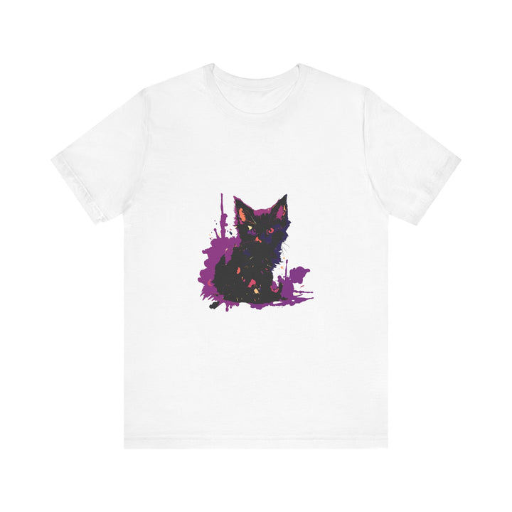Black Cat Mystery - Purple Paint Splatter T-Shirt