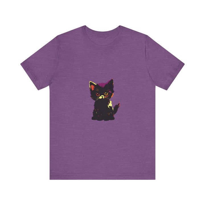 Neon Black Cat Mystery T-Shirt with vibrant neon colors and mysterious cat design