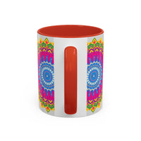 Colorful geometric design mandala art mug, perfect for your morning coffee