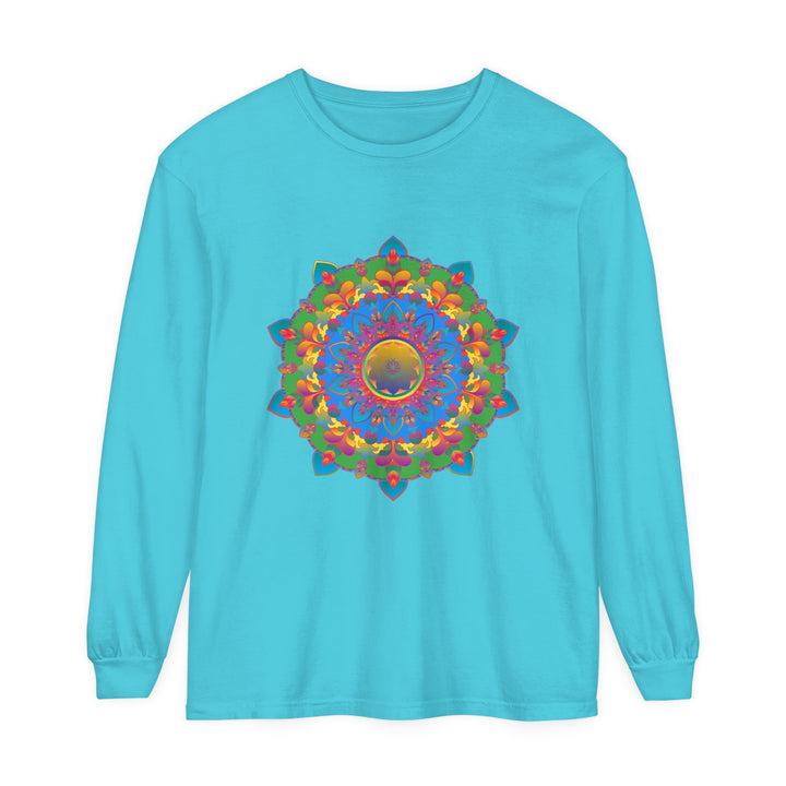 Intricate Mandala Long Sleeve T-Shirt featuring detailed and colorful mandala design