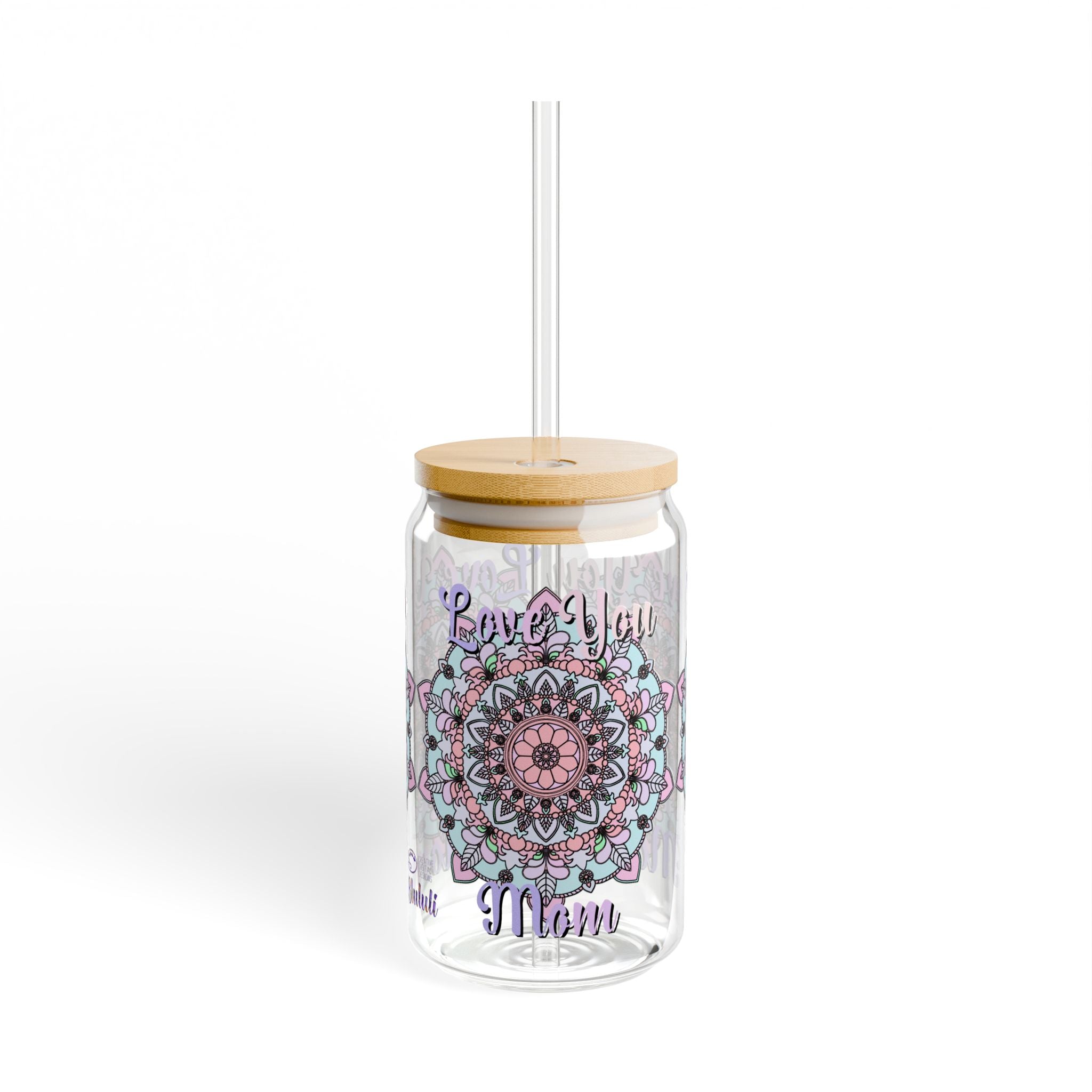 Mandala-Inspired Sipper Glass for Mom with Elegant Floral Design