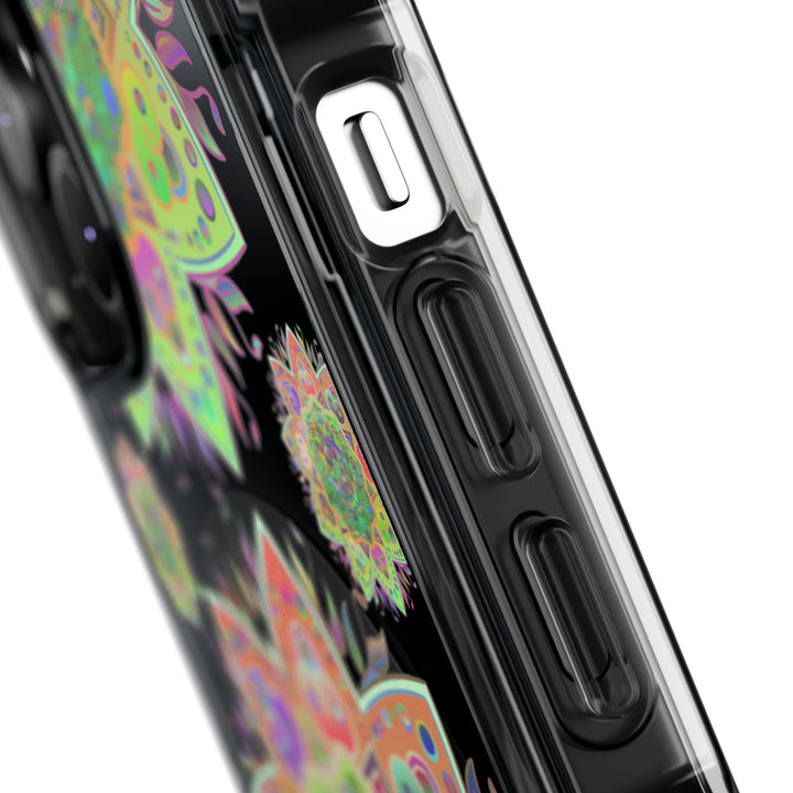 Eye-catching Mandala MagSafe®-Compatible iPhone 14/15 Impact Case with detailed mandala design and durable construction