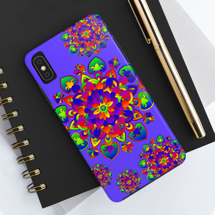 Colorful hand-drawn mandala rainbow design phone case for stylish protection