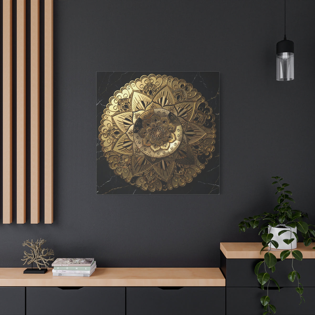 Golden Echo in the Void – Matte Stretched Canvas