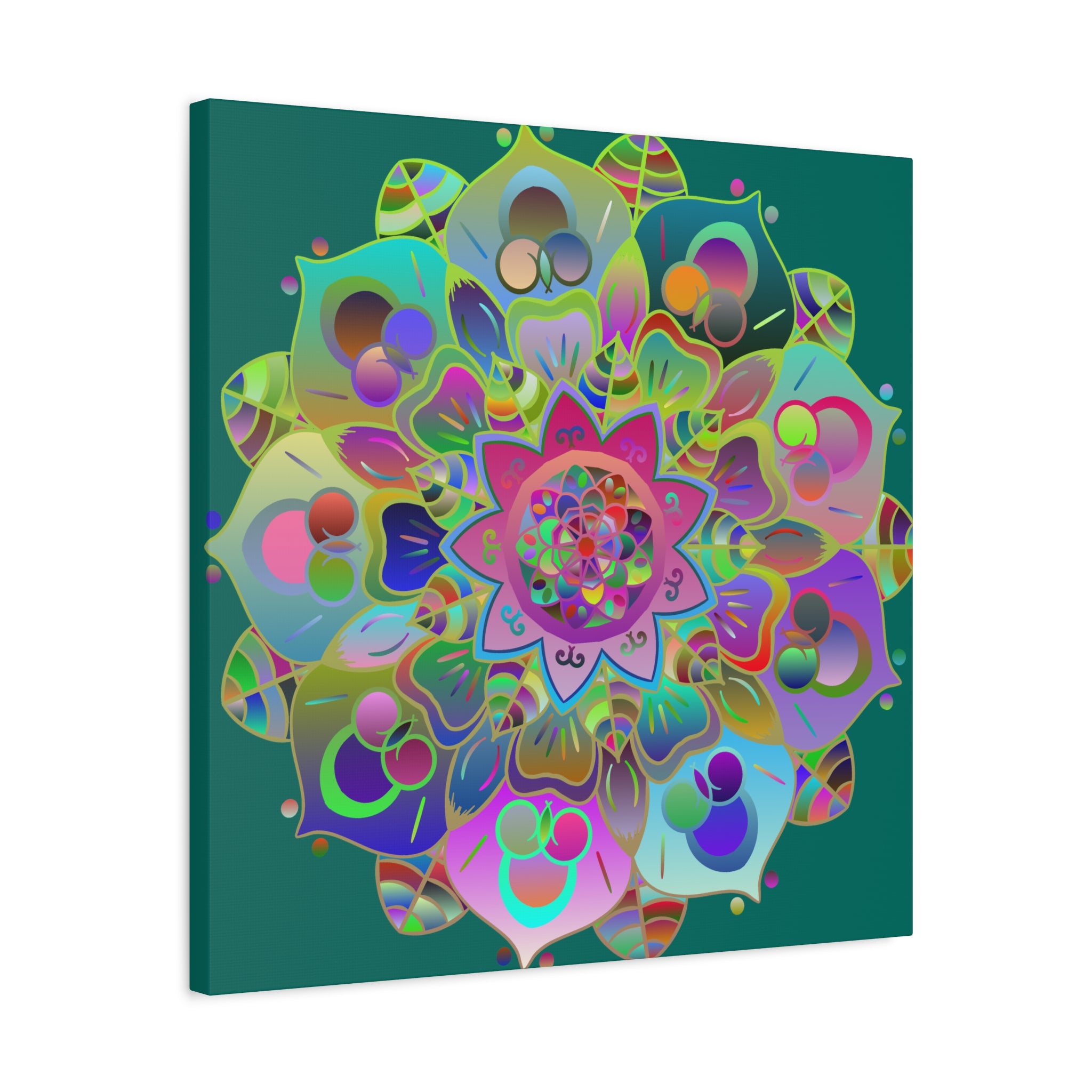 Vibrant Mandala Matte Canvas Wall Art — Colorful Boho Stretched Canvas