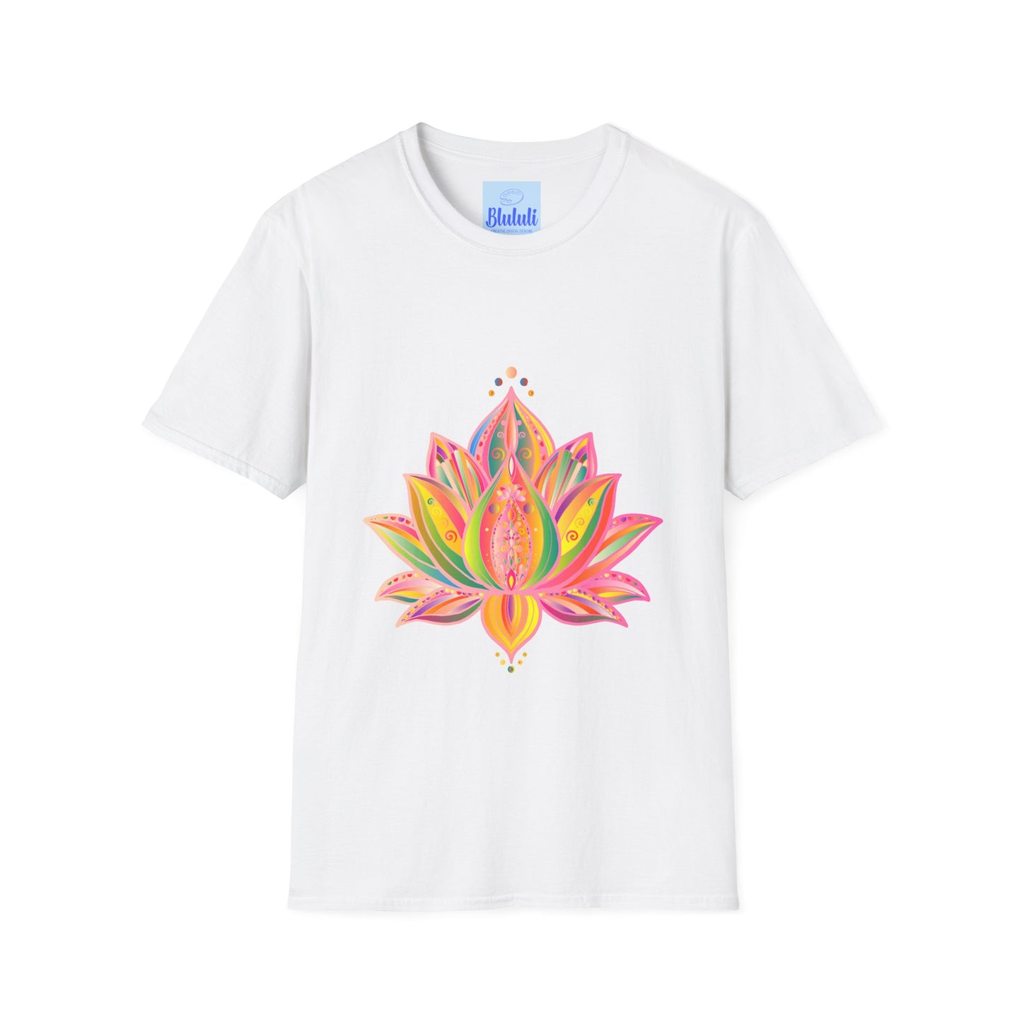 Lotus Mandala unisex t-shirt featuring a hand-drawn unique design by Blululi