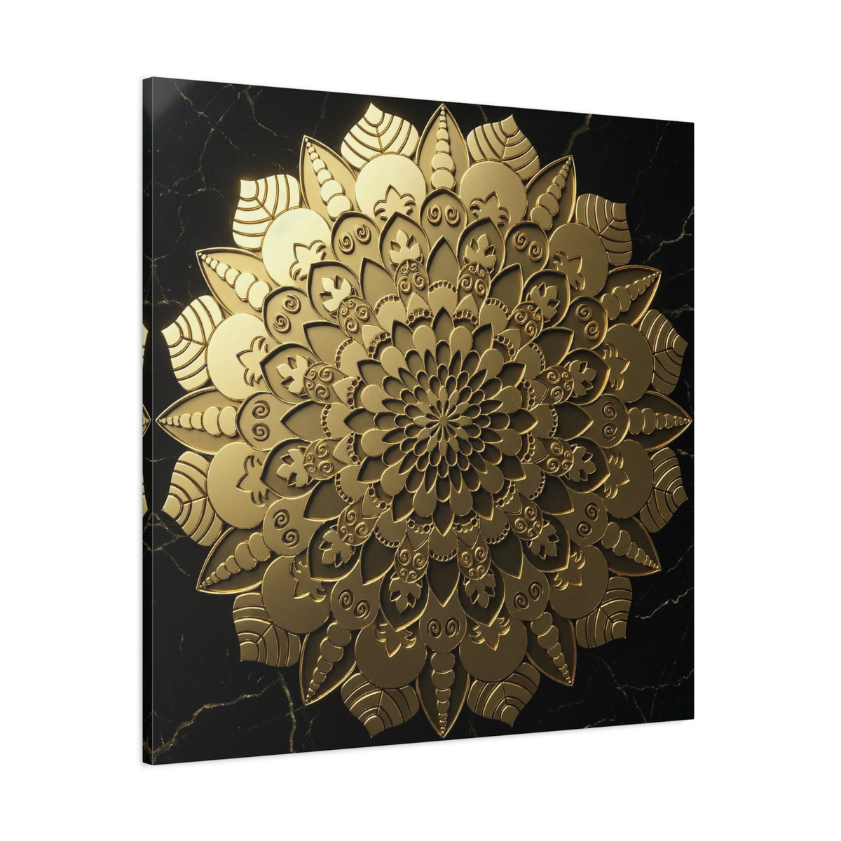 Midnight Mandala Reflection – Stretched Matte Canvas