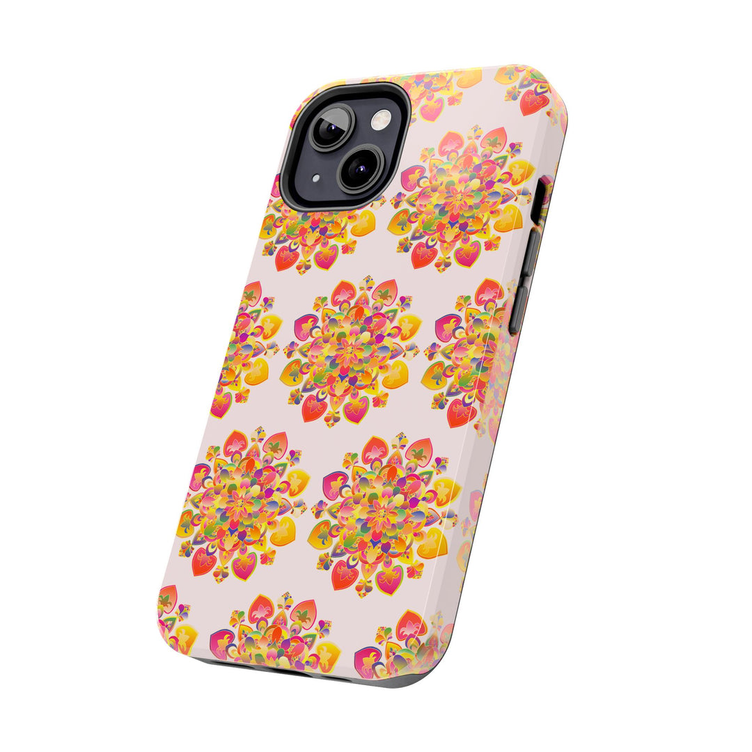 Phone Case - Hand-Drawn Mandala Art - Light Pink Long Description 61