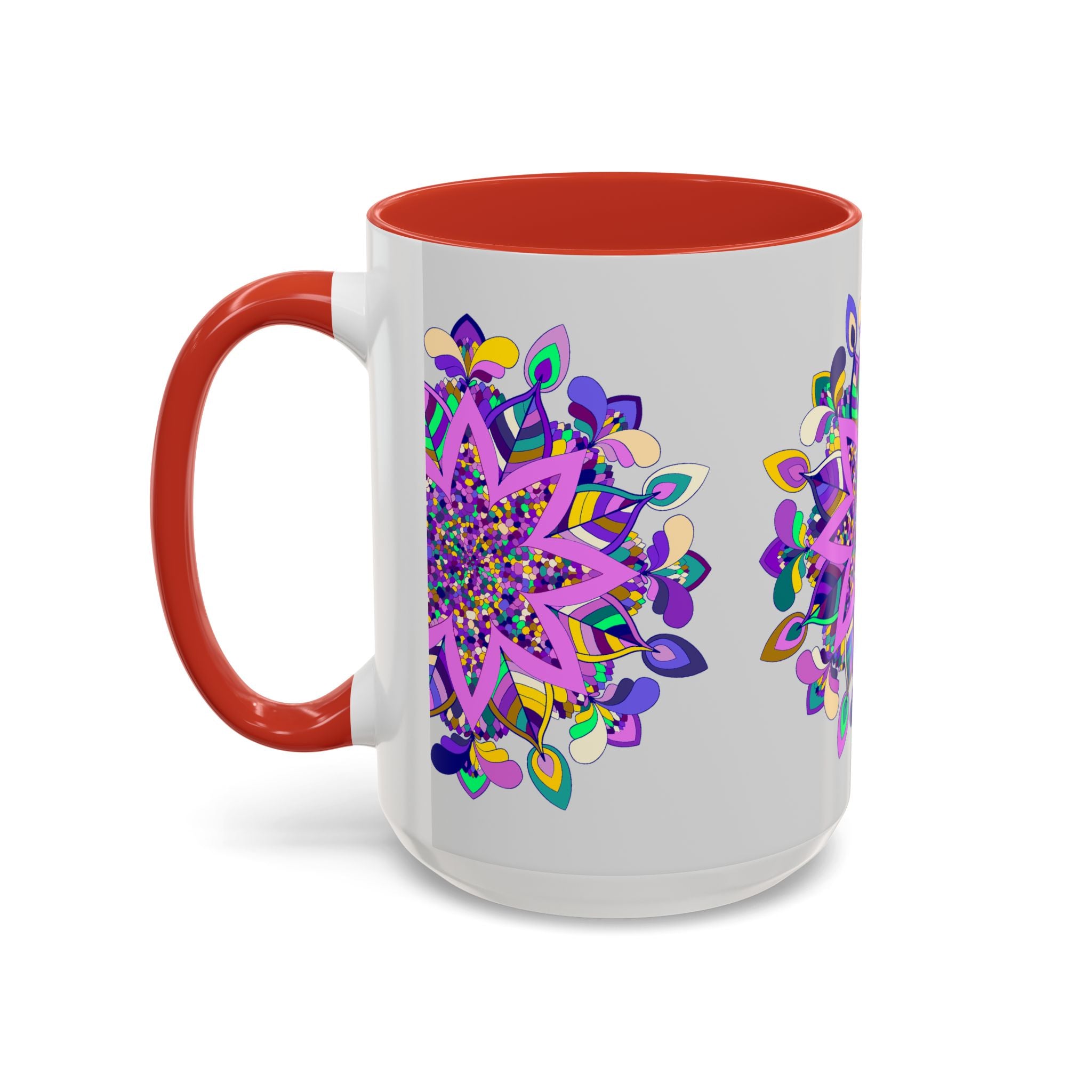  Mug Featuring Delicate Mandala Artwork on Light Grey Background 