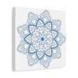 Handmade Mandala Art in Steel Blue with Matte Canvas, Stretched and 125 Thickness - Unique Mandala Design Wall Art