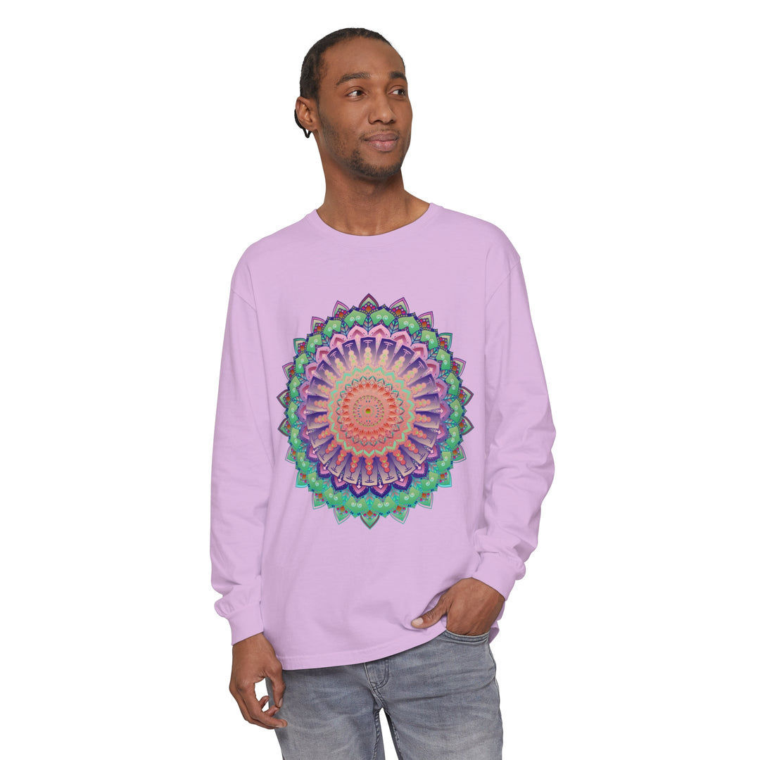 Colorful and intricate mandala design long sleeve t-shirt for men and women