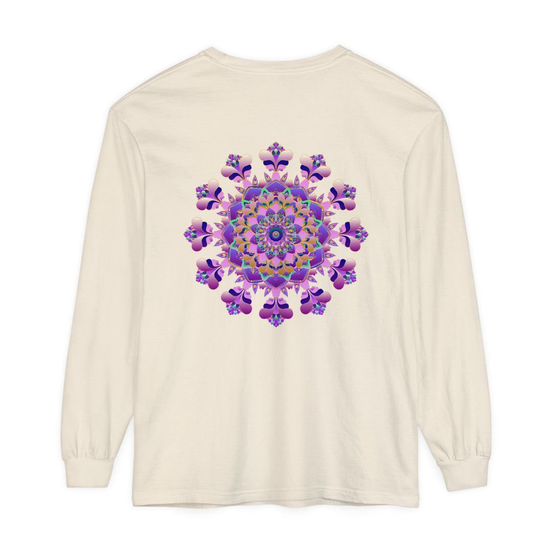 Intricate Mandala Long Sleeve T-Shirt - Unisex, featuring vibrant and detailed mandala design on a comfortable, long sleeve tee