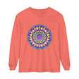 Colorful mandala design adorning a comfortable unisex long sleeve T-shirt