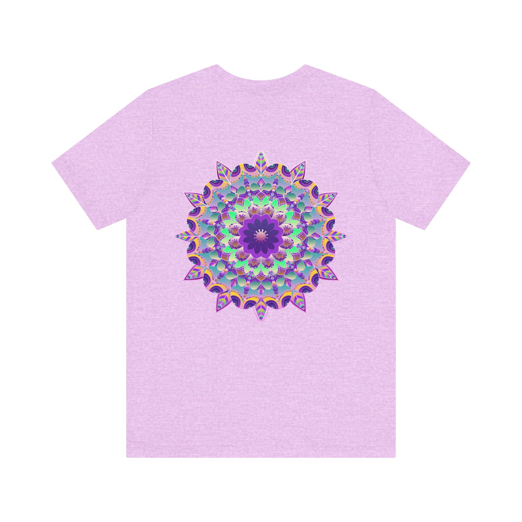 Colorful mandala tee with intricate design symbolizing spiritual peace and harmony