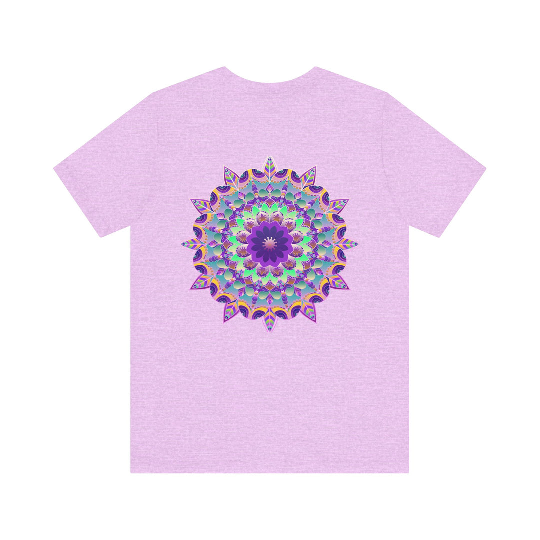 Colorful mandala tee with intricate design symbolizing spiritual peace and harmony