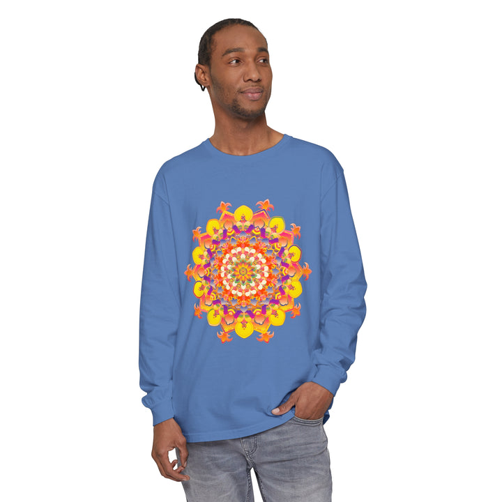 Colorful and intricate mandala design long sleeve t-shirt for men and women