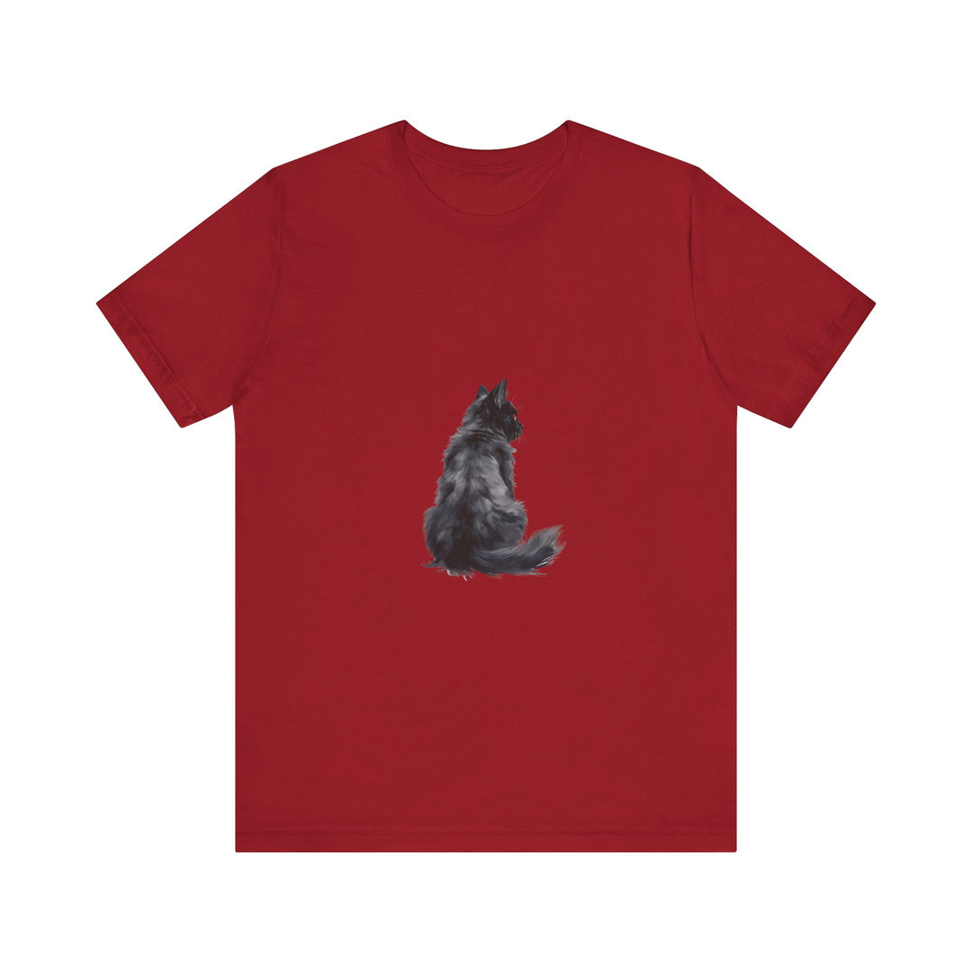 Cozy Black Cat Silhouette Tee - a soft and stylish graphic T-shirt featuring a sleek black cat design against a background, perfect for cat lovers and casual wear