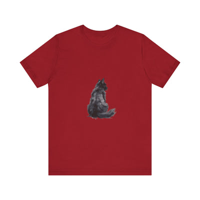 Elegantes schwarzes Katzen-Silhouette-T-Shirt, das katzenartige Anmut hervorruft