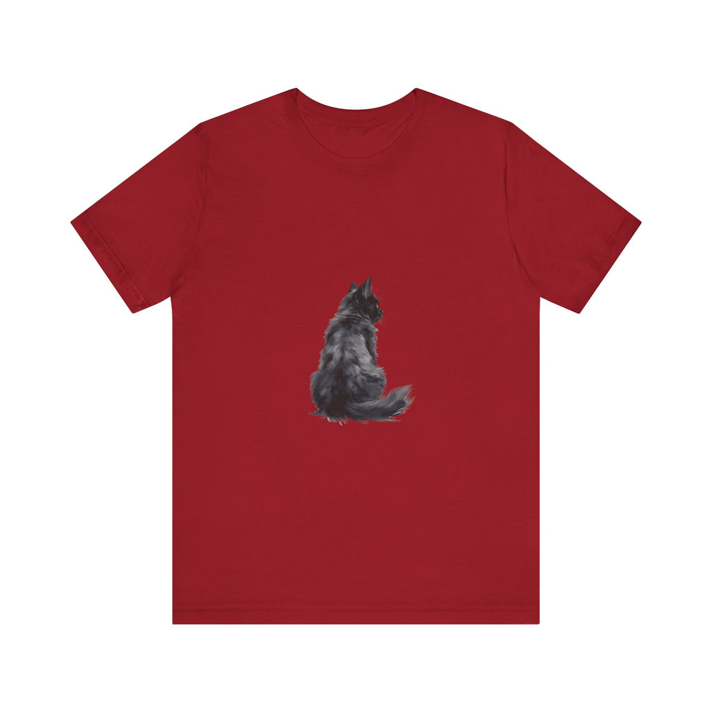 Cozy Black Cat Silhouette Tee - a soft and stylish graphic T-shirt featuring a sleek black cat design against a background, perfect for cat lovers and casual wear