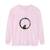 Black Cat Moon Glow Long Sleeve T-Shirt with vibrant moon and cat design