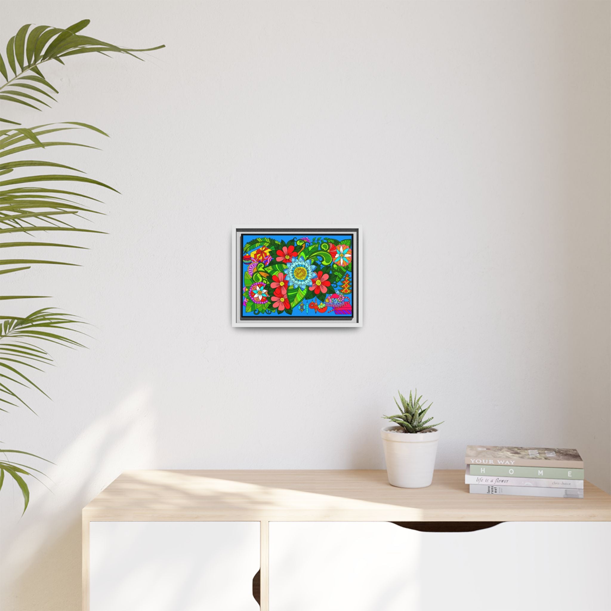 Handgefertigtes horizontales Poster mit Mandala-Design – Blumengekritzel