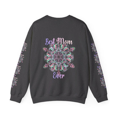 Light grey Unisex Heavy Blend™ Crewneck Sweatshirt with 'Best Mom Ever' slogan, perfect birthday gift for mom