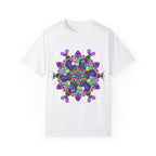 Unisex Mandala T-Shirt featuring intricately hand-drawn mandala art, made from 100% ring-spun cotton, and garment-dyed for extra comfort and style
