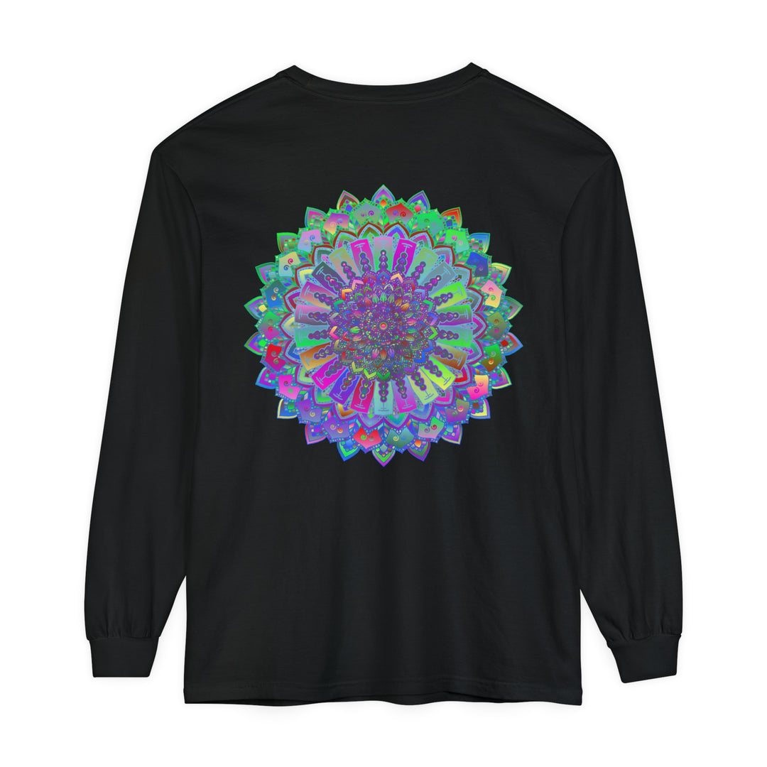 Colorful and intricate mandala design long sleeve t-shirt for vibrant style