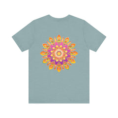 Vibrant mandala t-shirt featuring a colorful design symbolizing peace and harmony
