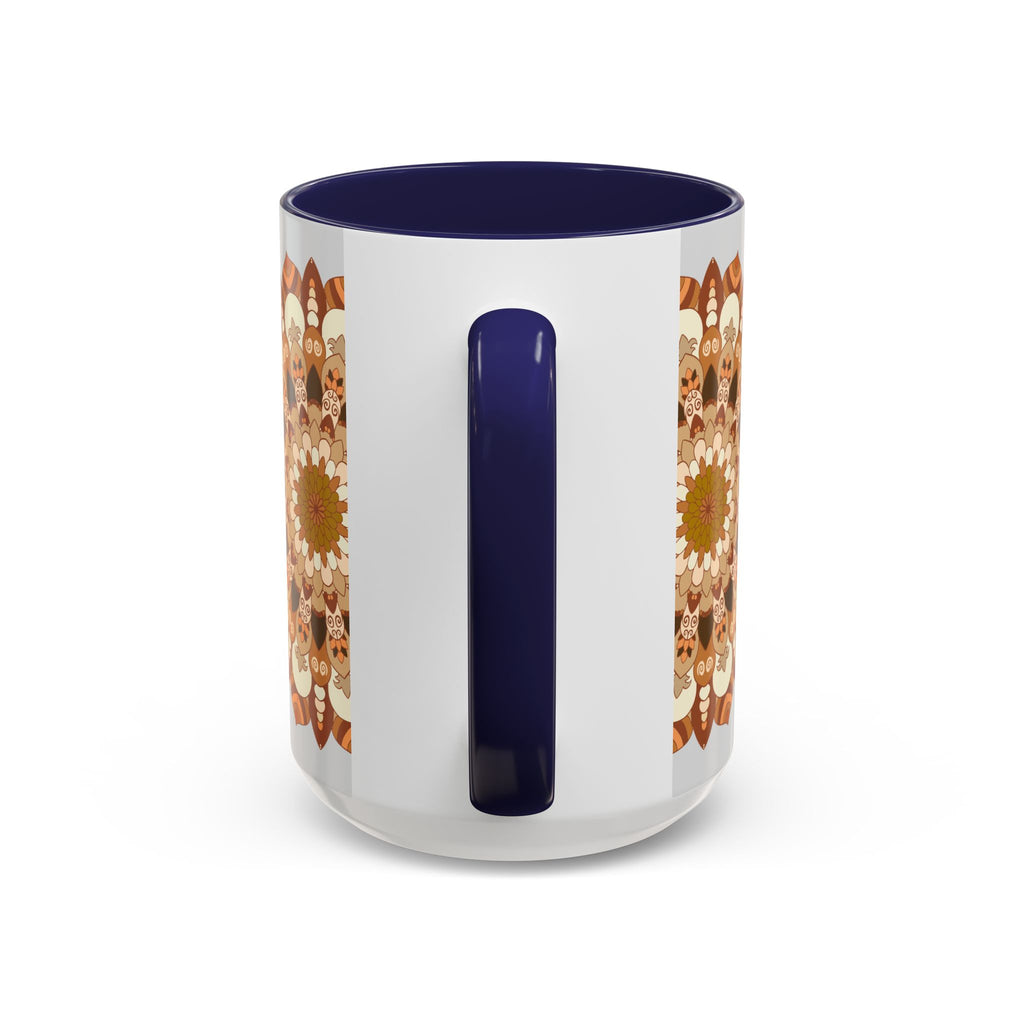 Inviting light grey mandala art mug with intricate and delicate design