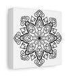 Handcrafted Mandala Art in Black and White on Matte Canvas, Stretched to 125 inches for Wall Decor