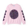 Unisex Heavy Blend™ Crewneck Sweatshirt with Purple Mandala Design, a cozy and stylish option for both men and women, featuring a stunning and intricate purple mandala graphic