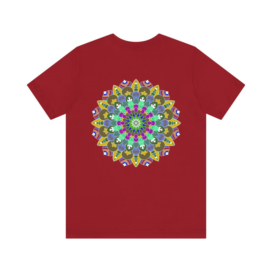 Vibrant Mandala Tee with intricate spiritual design promoting peace and harmony