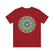 Vibrant Mandala Tee with intricate spiritual design promoting peace and harmony
