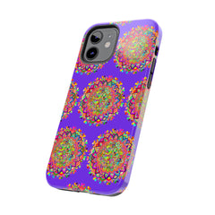 Hand drawn purple mandala art phone case for iPhone X and XS with intricate, small design